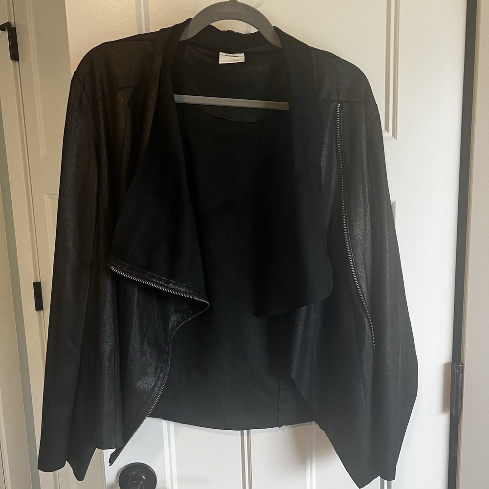 Mote Anthropologie Faux Suede‎ Asymmetrical Jacket Black Sz Large